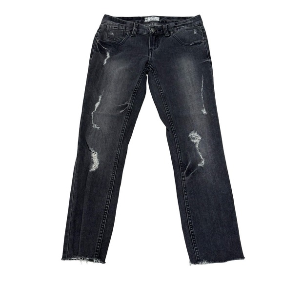 Free People Denim - Free People Women's Skinny Raw Hem Distressed Grunge Jeans Gray Size 26x25